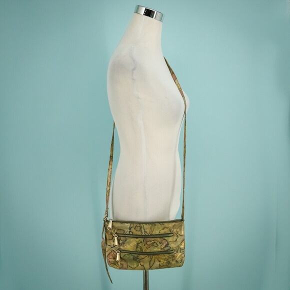 Hobo Metallic Leather Print Mara Zip Crossbody Shoulder Strap Bag Handbag Purse - Picture 1 of 8